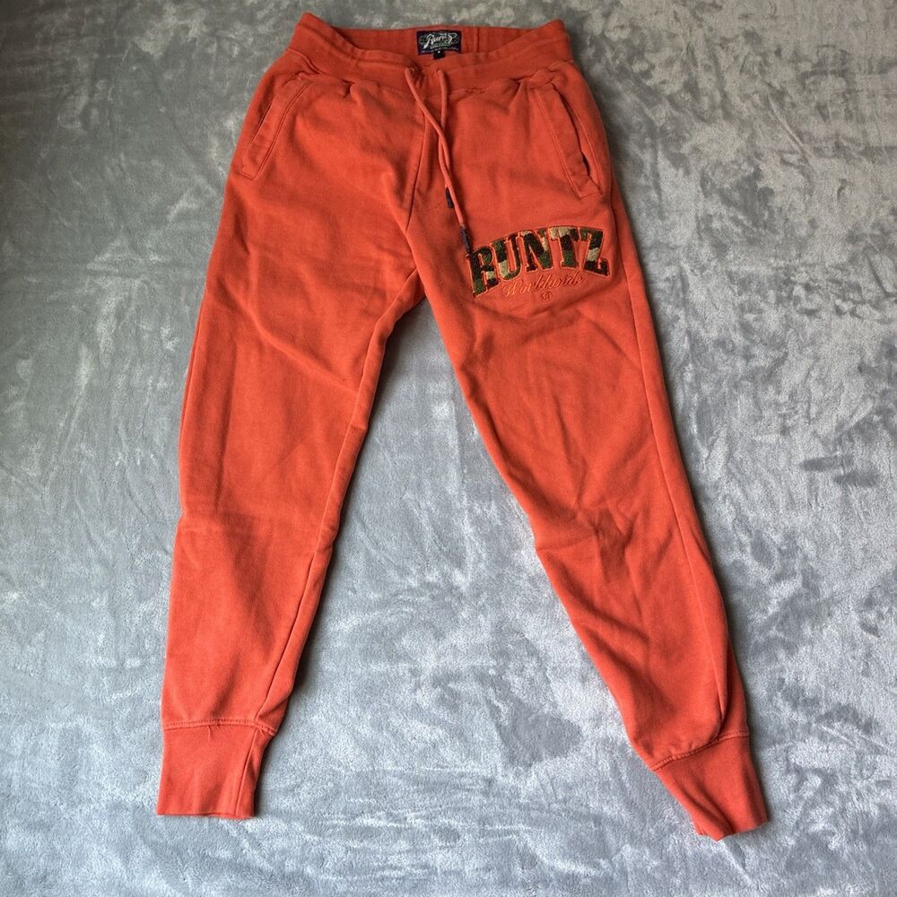 RUNTZ worldwide 100% Authentic Men Orange Sweat Pant Joggers size S Streetwear